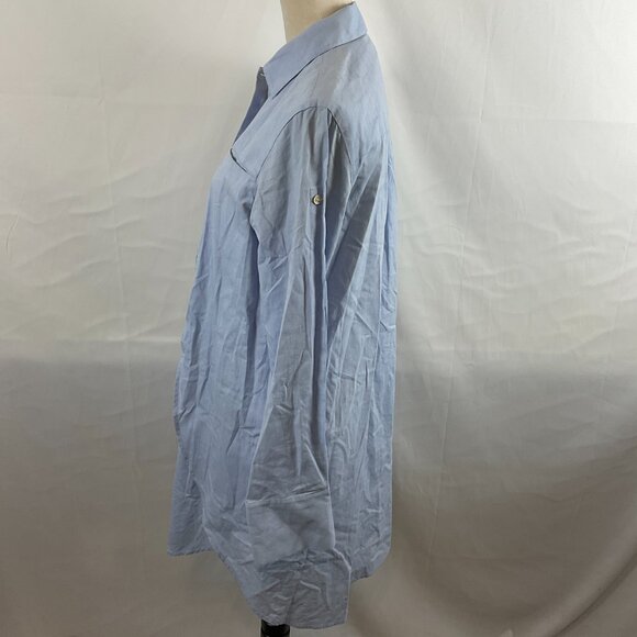 Halston Heritage Shirt Dress 4 Light Blue Oversized Pleat Detail Button Front - Picture 6 of 12